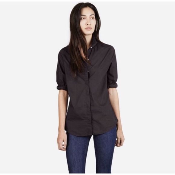 Everlane Tops - Everlane NWOT Poplin Long Sleeve Button Down Shirt Black Size L